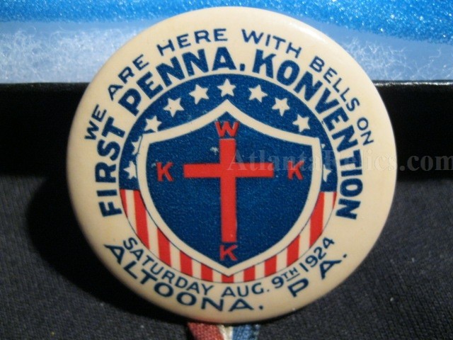 Rare KKK / WKKK - 1920's Celluloid Pin / Ribbon / Bell