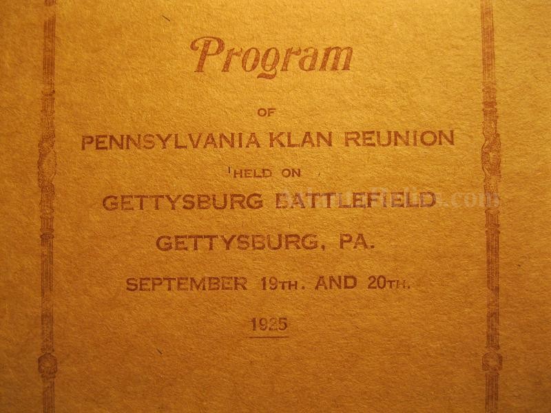 1925 KKK / Gettysburg Klan Reunion Program