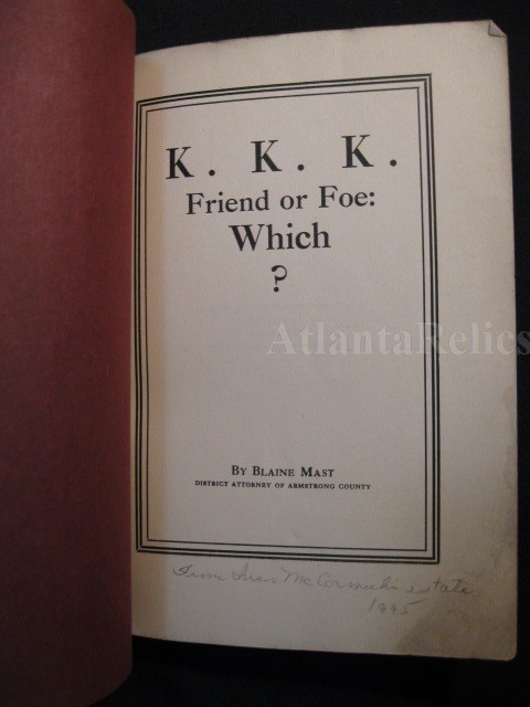 KKK / Ku Klux Klan Book Friend or Foe