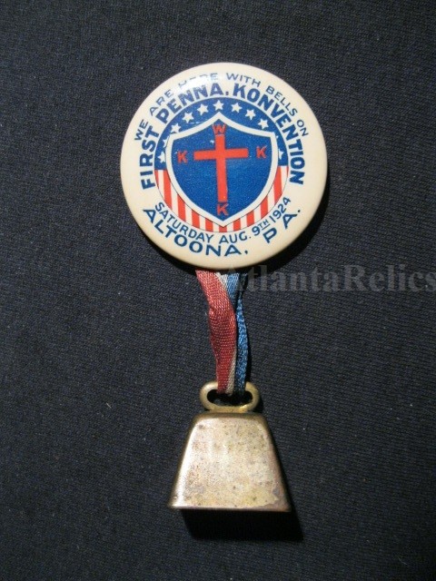 Rare KKK / WKKK - 1920's Celluloid Pin / Ribbon / Bell